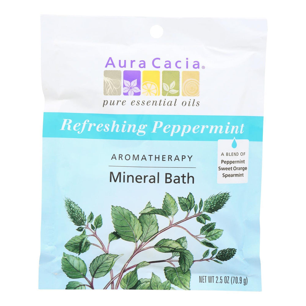 Aura Cacia - Aromatherapy Mineral Bath Peppermint Harvest - 2.5 oz - Case of 6