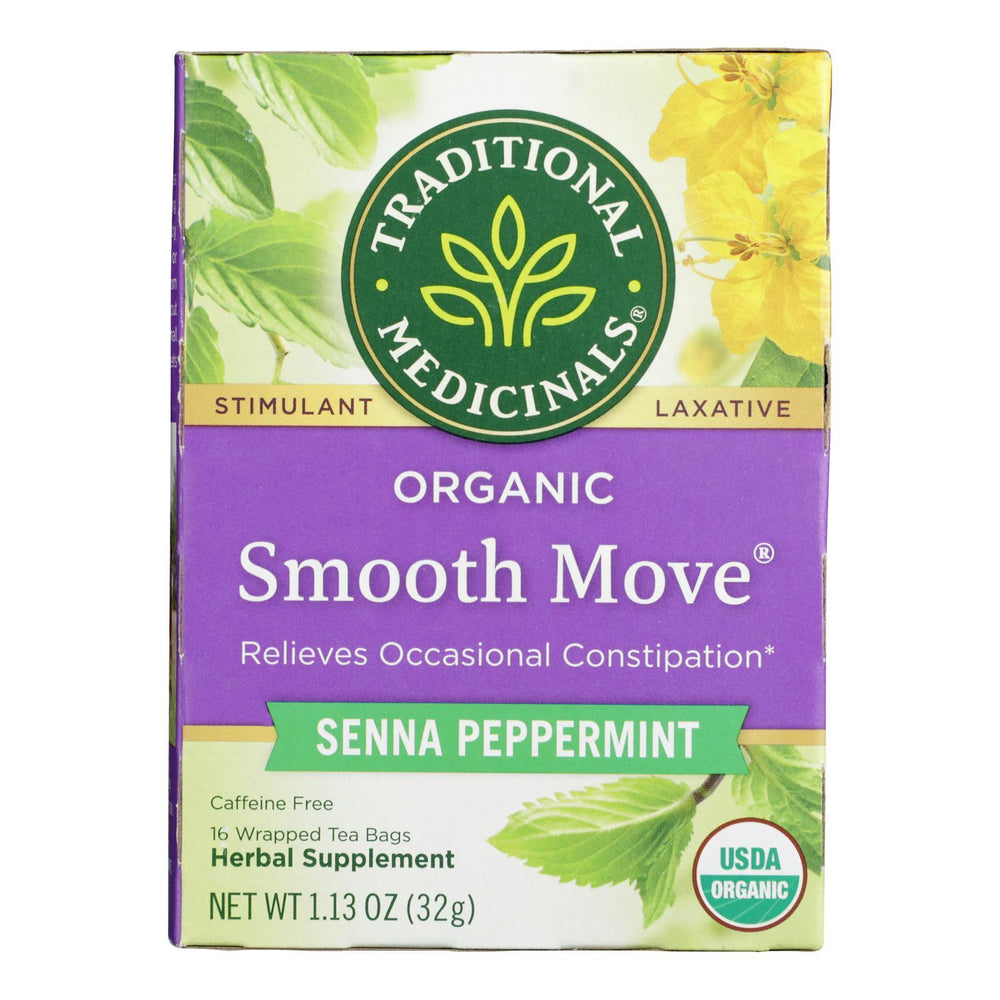 Traditional Medicinals Organic Smooth Move Peppermint Herbal Tea - 16 Tea Bags - Case of 6