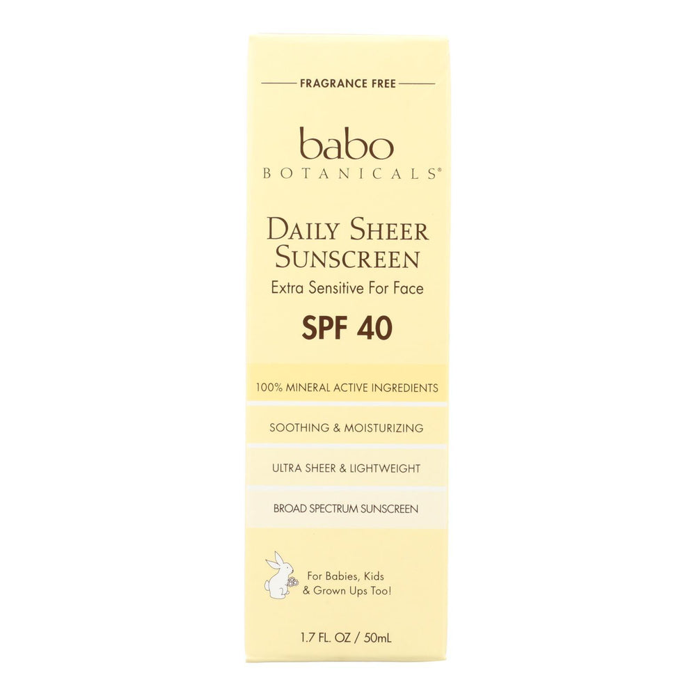 Babo Botanicals - Sunscreen - Daily Sheer - SPF 40 - 1.7 oz